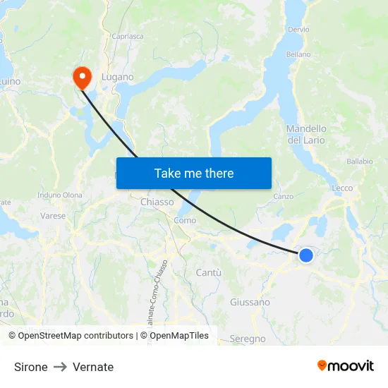 Sirone to Vernate map