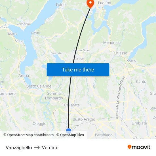 Vanzaghello to Vernate map