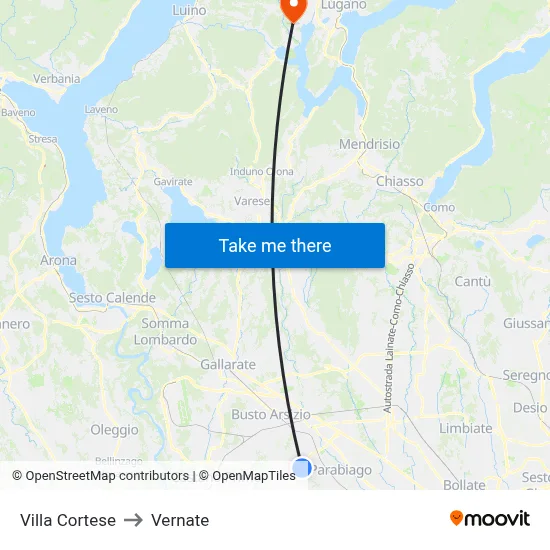 Villa Cortese to Vernate map