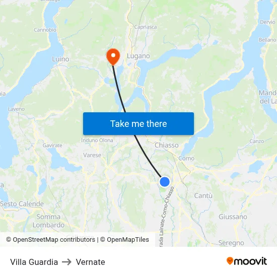 Villa Guardia to Vernate map