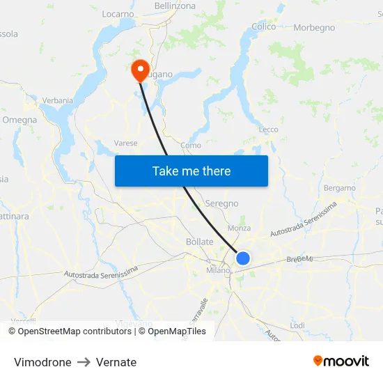 Vimodrone to Vernate map