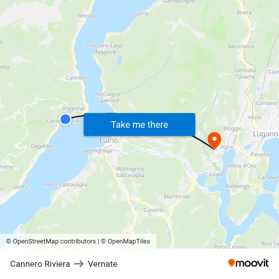 Cannero Riviera to Vernate map