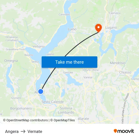 Angera to Vernate map