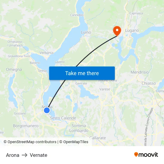 Arona to Vernate map