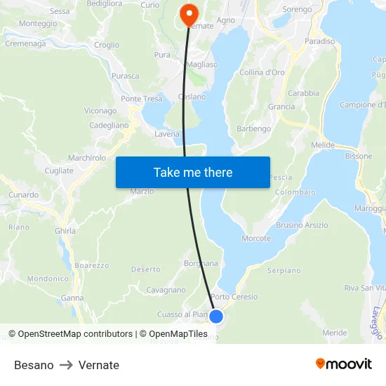Besano to Vernate map