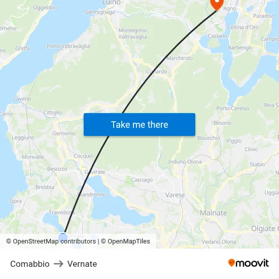 Comabbio to Vernate map