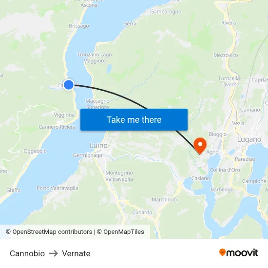 Cannobio to Vernate map