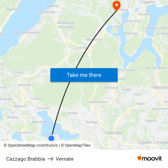 Cazzago Brabbia to Vernate map