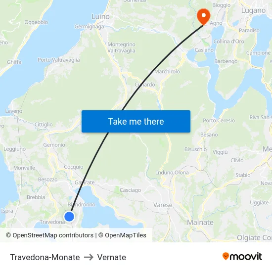 Travedona-Monate to Vernate map
