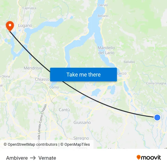 Ambivere to Vernate map