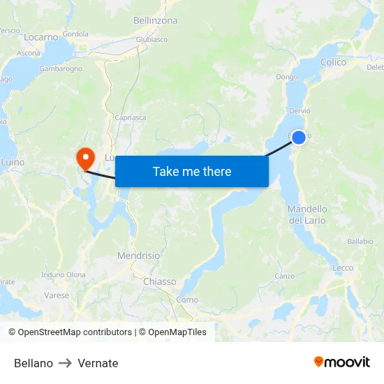 Bellano to Vernate map