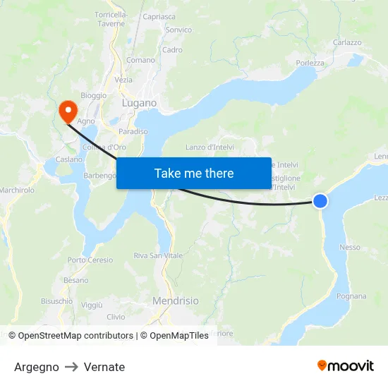 Argegno to Vernate map