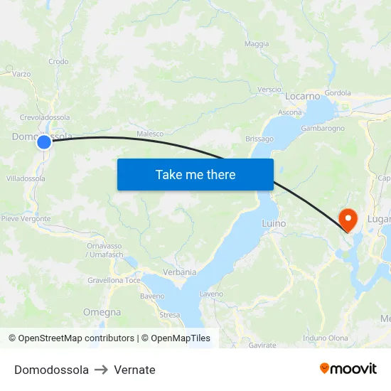 Domodossola to Vernate map