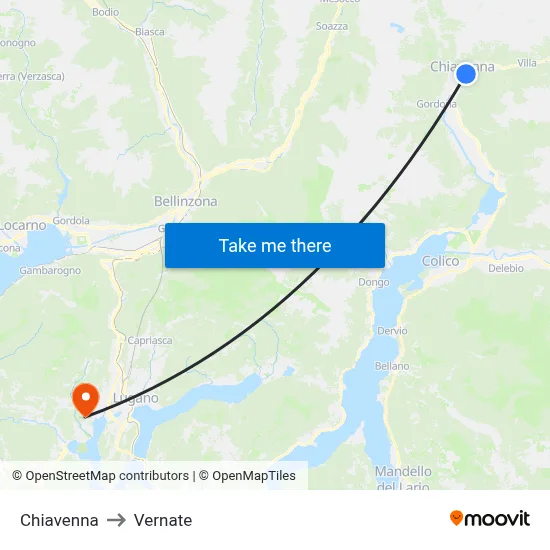 Chiavenna to Vernate map