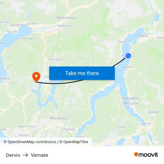 Dervio to Vernate map