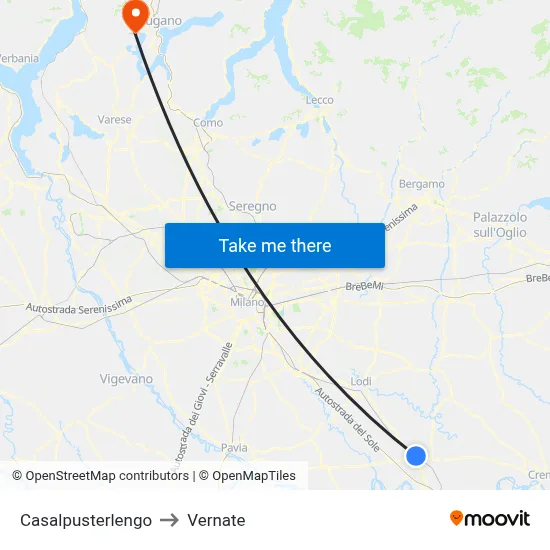 Casalpusterlengo to Vernate map
