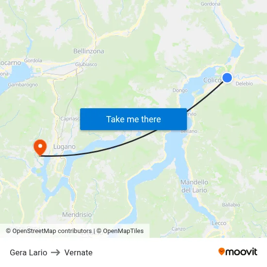 Gera Lario to Vernate map