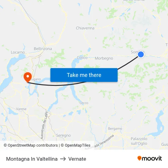 Montagna In Valtellina to Vernate map