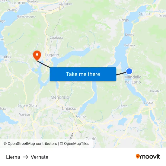 Lierna to Vernate map
