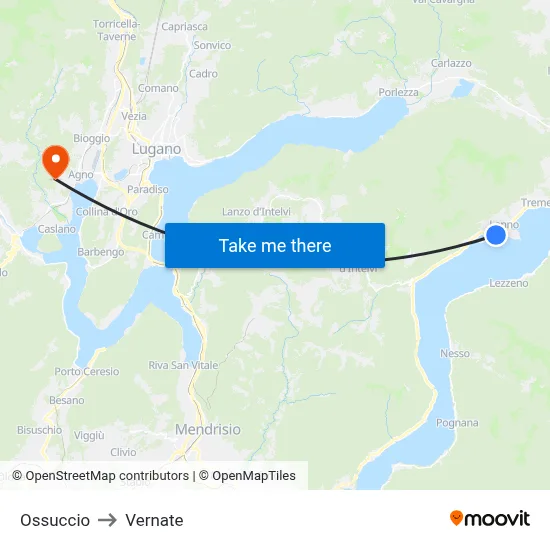 Ossuccio to Vernate map