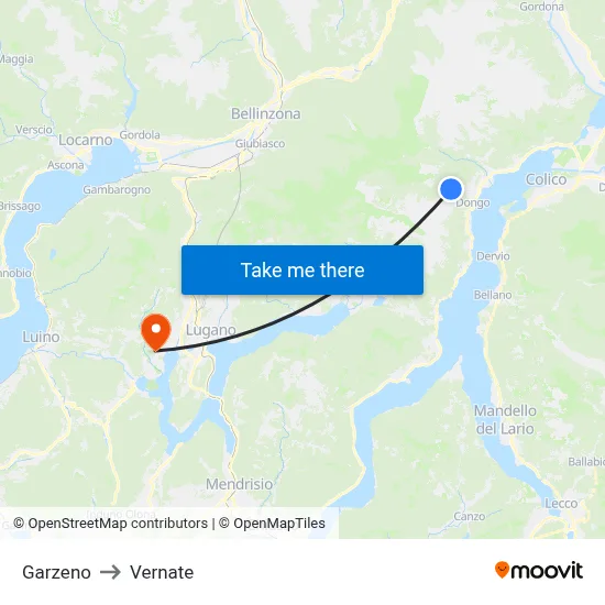 Garzeno to Vernate map