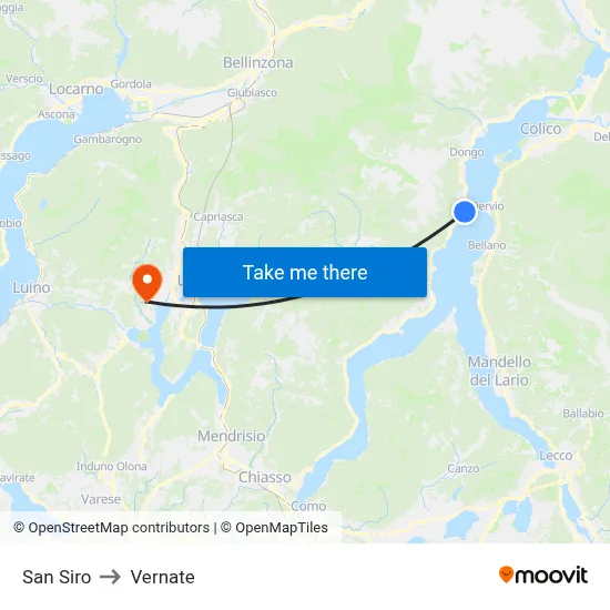 San Siro to Vernate map