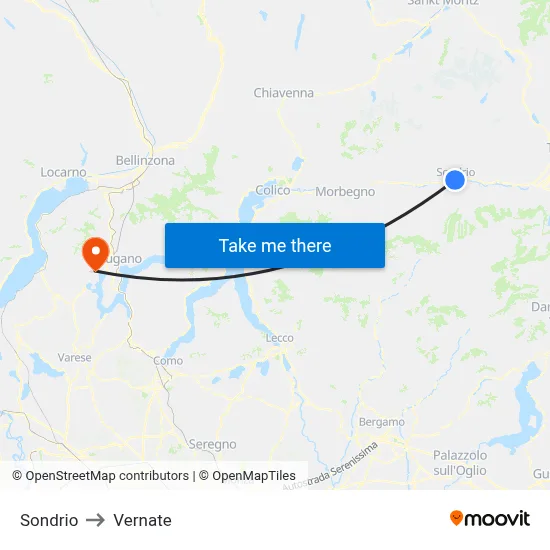 Sondrio to Vernate map