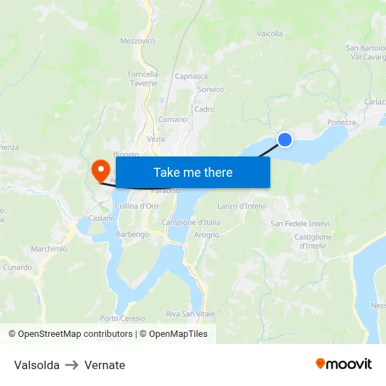 Valsolda to Vernate map