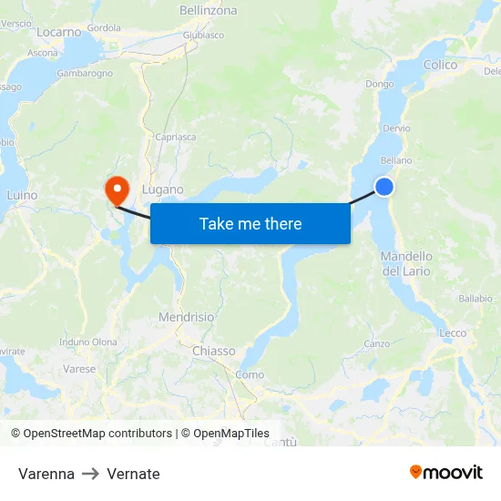 Varenna to Vernate map