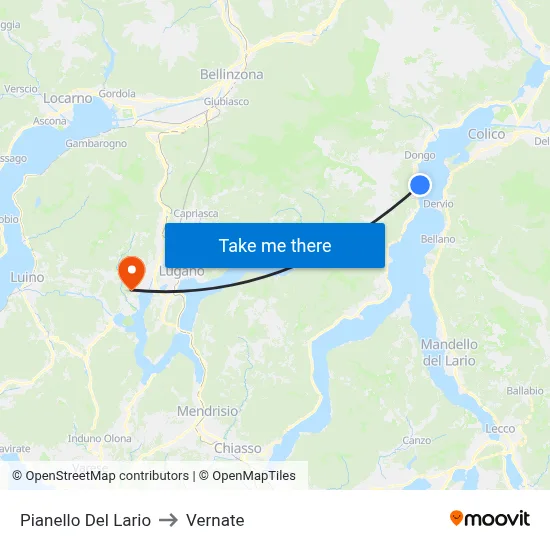 Pianello Del Lario to Vernate map