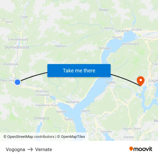 Vogogna to Vernate map