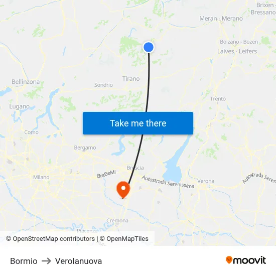 Bormio to Verolanuova map