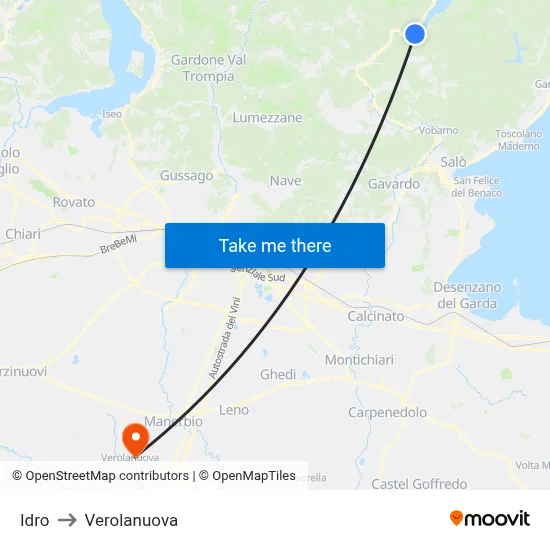 Hydro to Verolanuova map