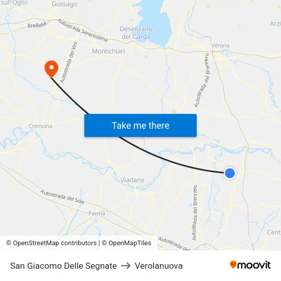 San Giacomo Delle Segnate to Verolanuova map