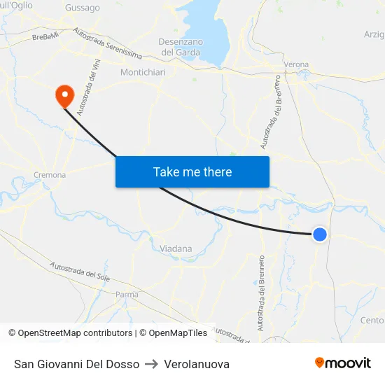 San Giovanni Del Dosso to Verolanuova map