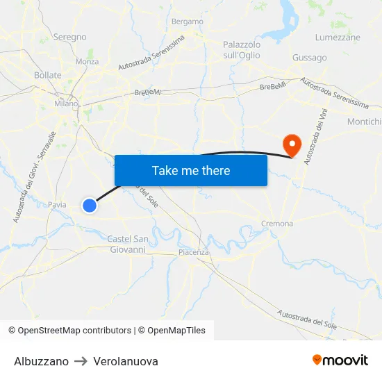 Albuzzano to Verolanuova map