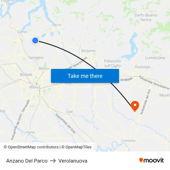 Anzano Del Parco to Verolanuova map