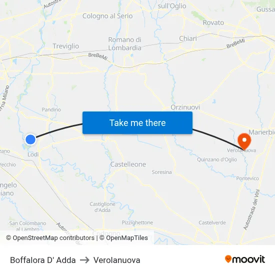Boffalora D'Adda to Verolanuova map