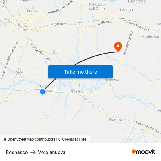Bosnasco to Verolanuova map
