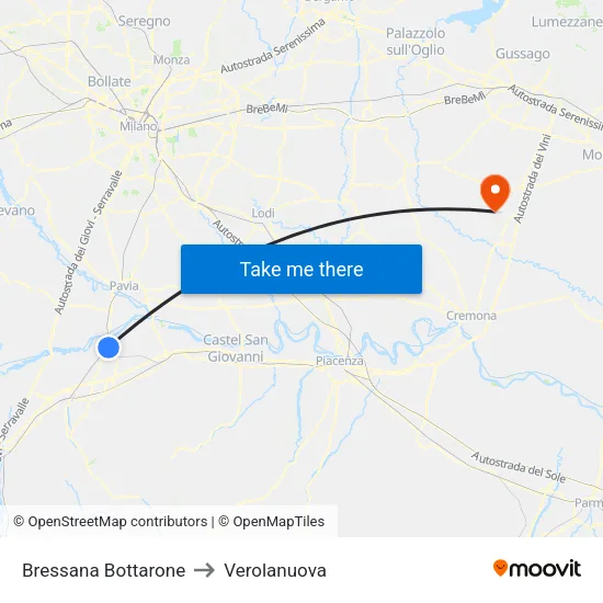Bressana Bottarone to Verolanuova map