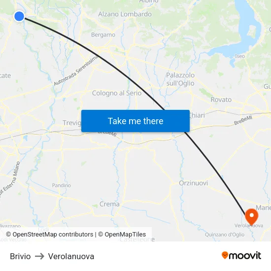 Brivio to Verolanuova map