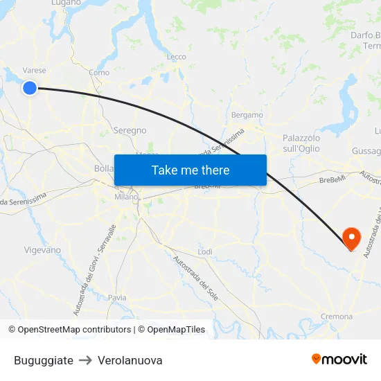 Buguggiate to Verolanuova map