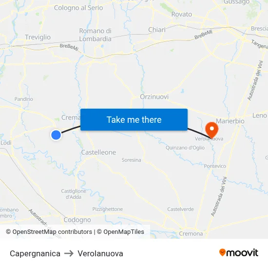 Capergnanica to Verolanuova map