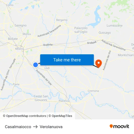 Casalmaiocco to Verolanuova map