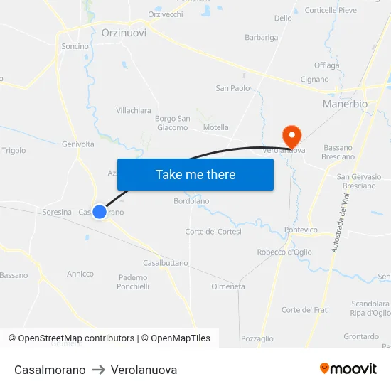 Casalmorano to Verolanuova map