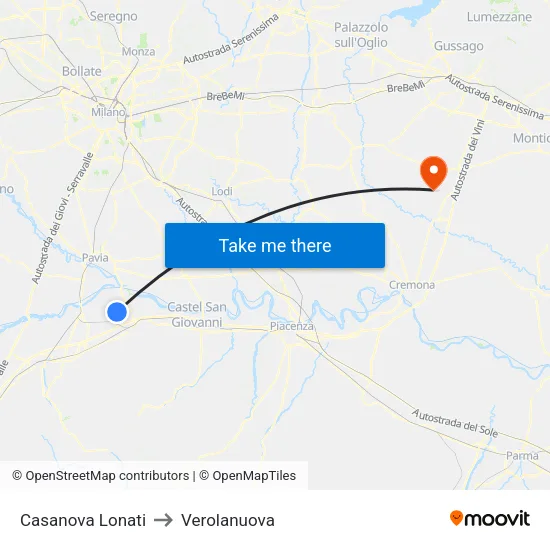 Casanova Lonati to Verolanuova map