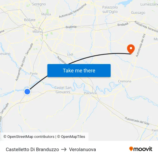 Castelletto Di Branduzzo to Verolanuova map