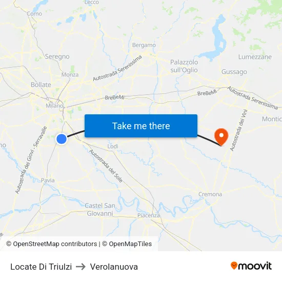 Locate di Triulzi to Verolanuova map