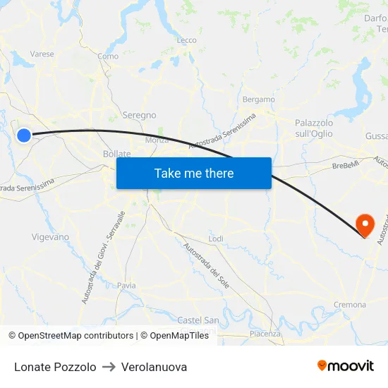 Lonate Pozzolo to Verolanuova map