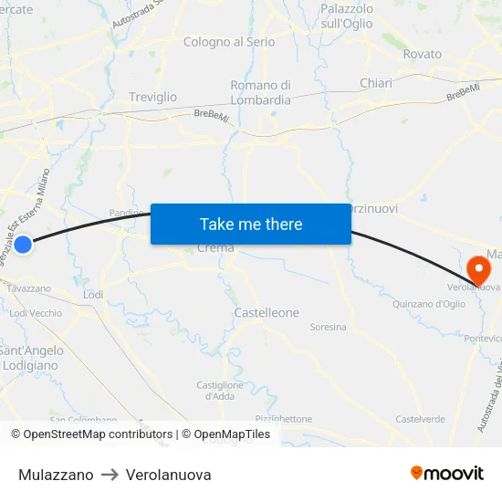 Mulazzano to Verolanuova map